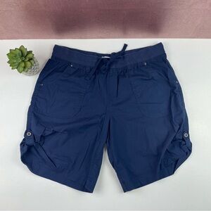 Dash Solid Navy Blue Shorts Casual Women Large